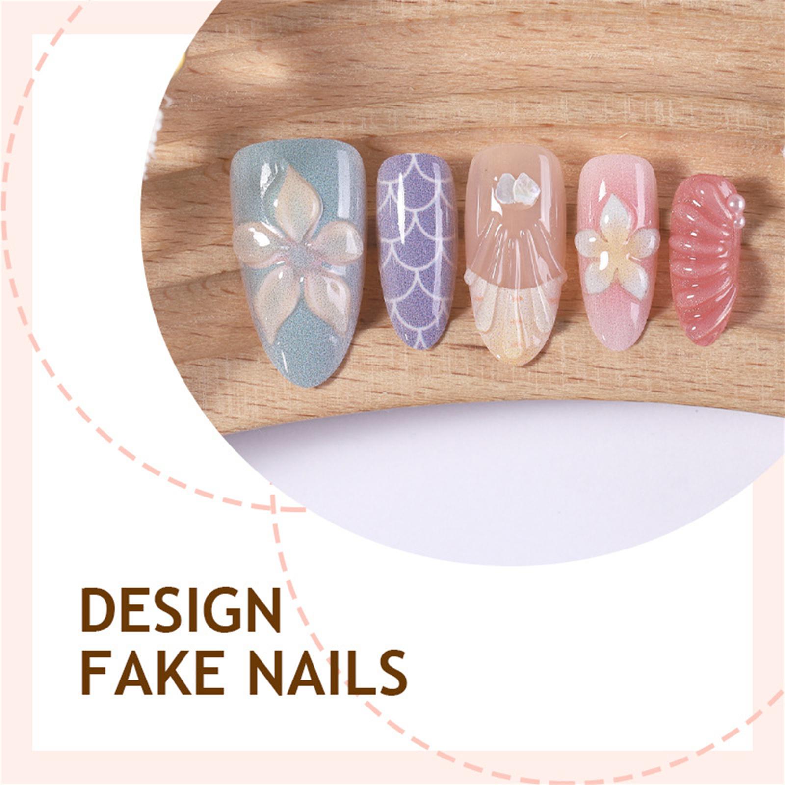30Pcs 3D Flower False Nails With Starfish-Shell Pearl Design For Party Wedding 30pcs красный/чёрный