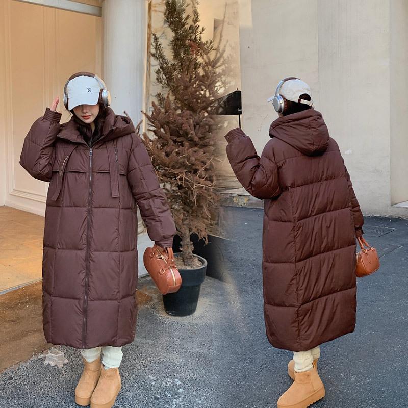 2025 winter down cotton coat large size over knee long cotton-padded coat women fashionable cotton-padded coat