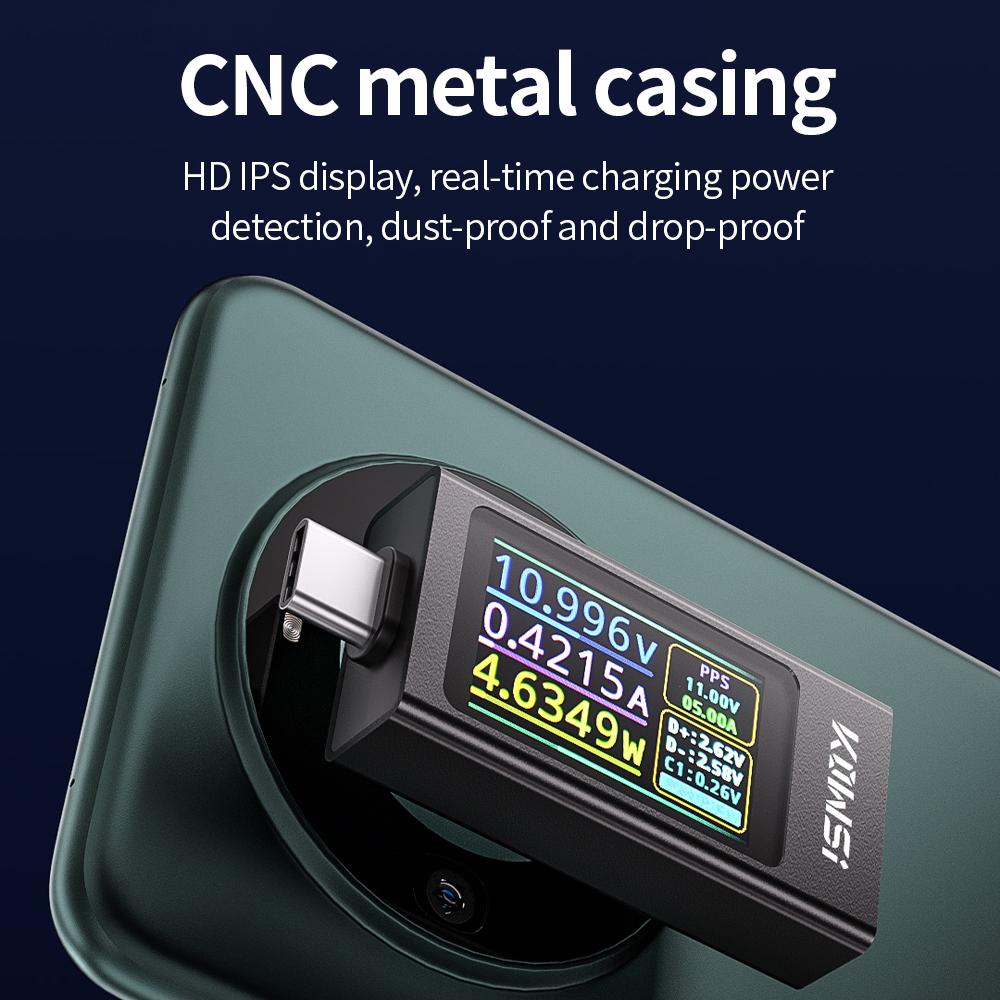 KWS-X1 Type C Voltage and Current Tester HD IPS Display Mobile Communication Terminal Fast Charge Trigger Meter DC 4-30V 0-12A