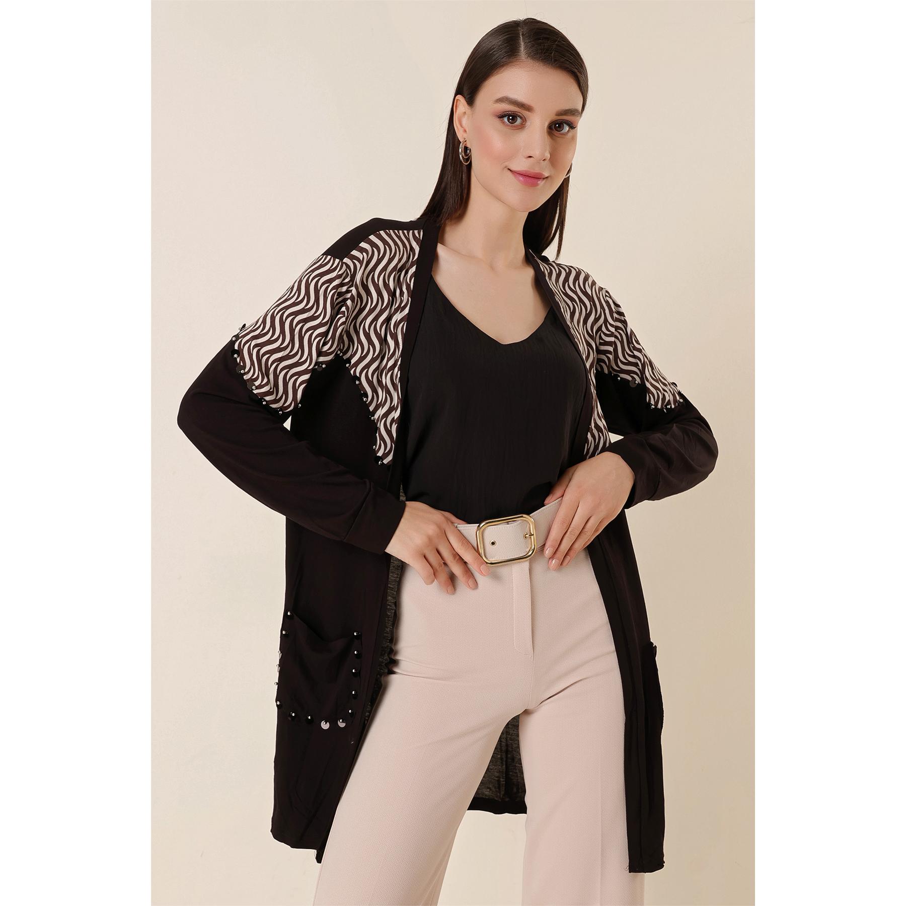 

Кардиган из лайкры с узором S и карманами с отделкой из целлюлозы S чёрный