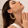 Bamboo Texture Large Round Hoops Retro Design Bamboo Pattern Earrings  Party Accessories