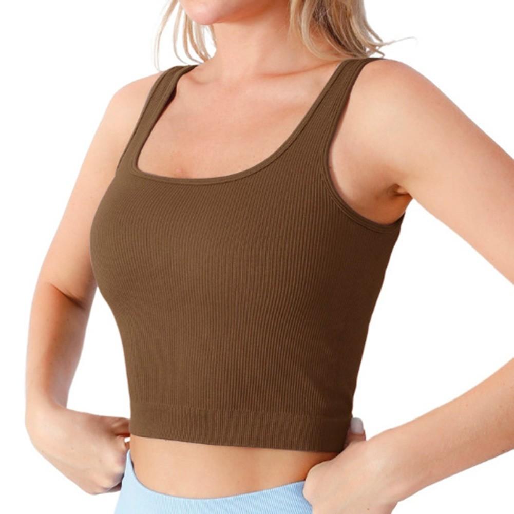 Solid Color Square Neck Crop Top Women Crop Vest Tight Fit