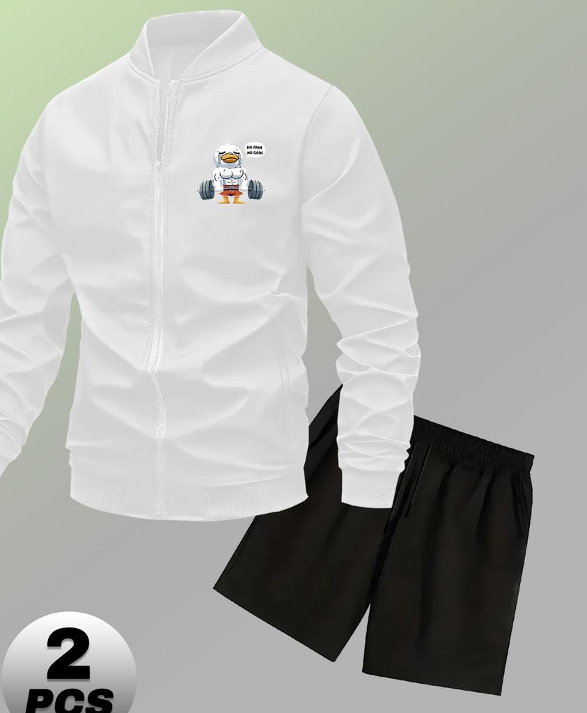 Baseball Jacket & Shorts Set, Stretch & Durable, Ideal for Teenagers' Daily
