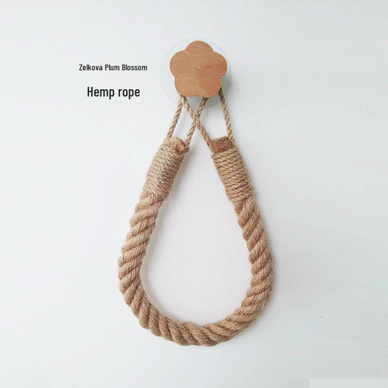 Hemp Rope & Wood Toilet Paper and Towel Holder
