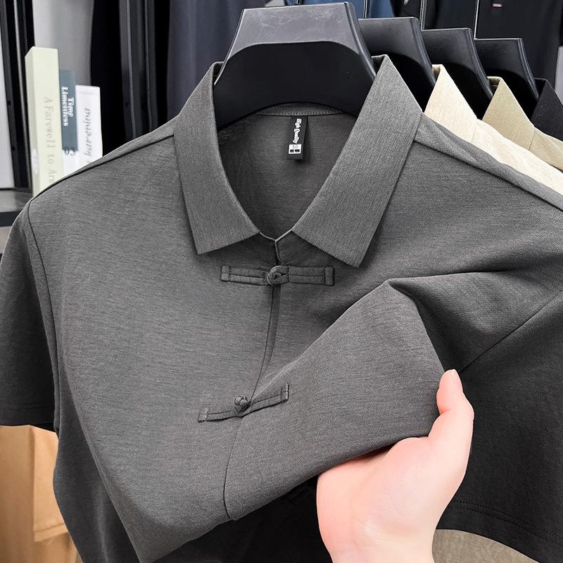 Wind Short Sleeve Shirt Men s Lapel Collar Wrinkle-Resistant Casual M темно-серого