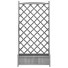 Planter with Trellis Grey Solid Wood (Spruce)
