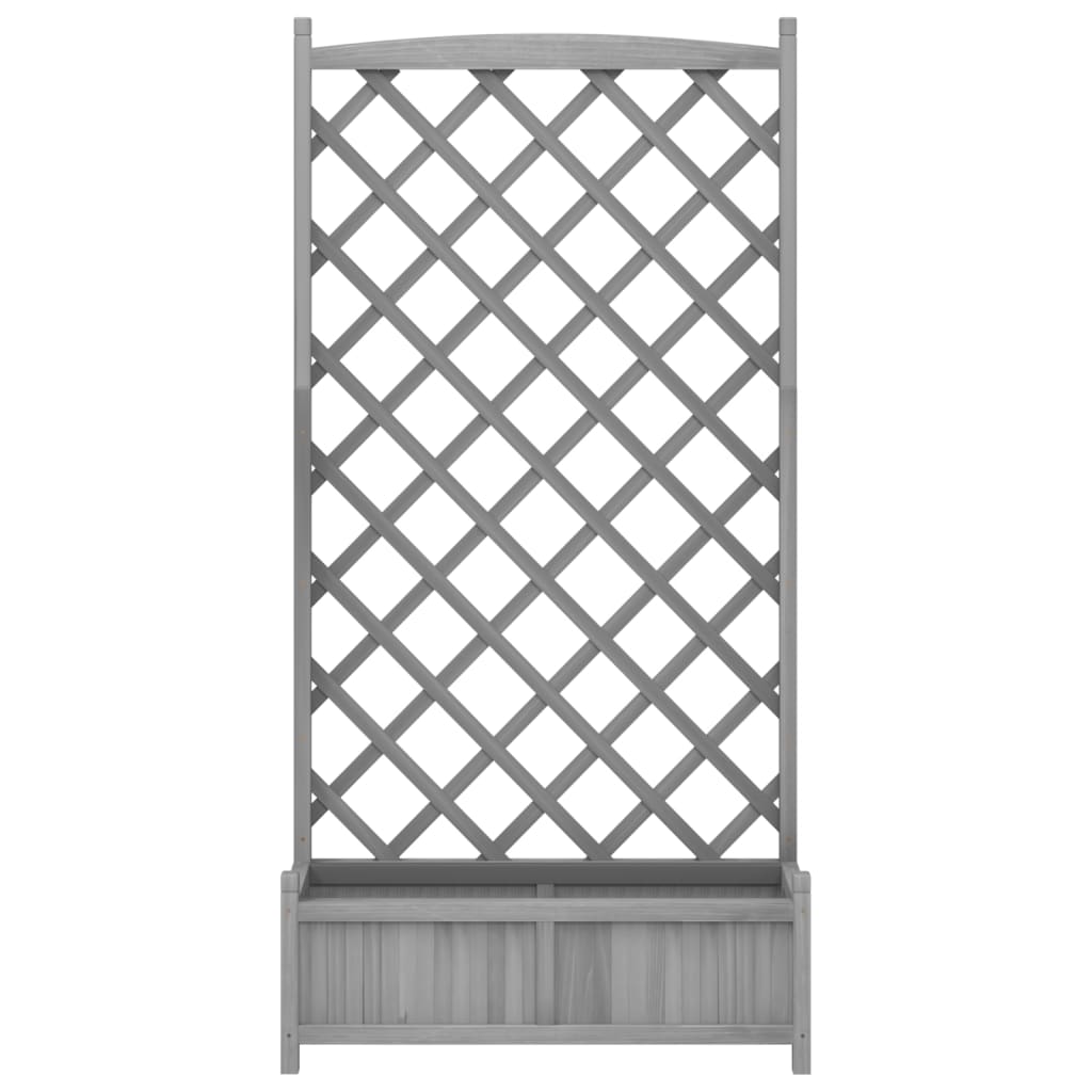 Planter with Trellis Grey Solid Wood (Spruce)