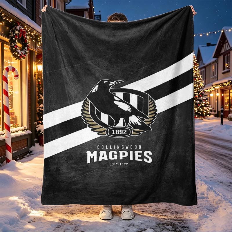 Collingwood Magpies Pattern Blanket for Home Decoration, Bed, Sofa, Car Travel, Camping, Suitable for All Seasons, Birthday Christmas Gift