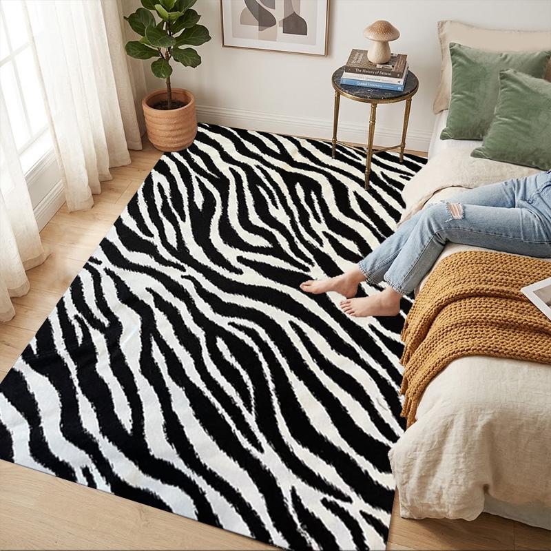 Zebra-Muster Wohnzimmer Rutschfester Teppich Weicher Teppich für Schlafzimmer Spielzimmer Sofabereich Büro Heimdekoration Fußmatte Weihnachtsgeschenk C9301803