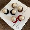 Imitation Shell Pearl Plush Round Pendant Earrings Hong Kong Style Temperament Earrings Light Luxury Earrings Women