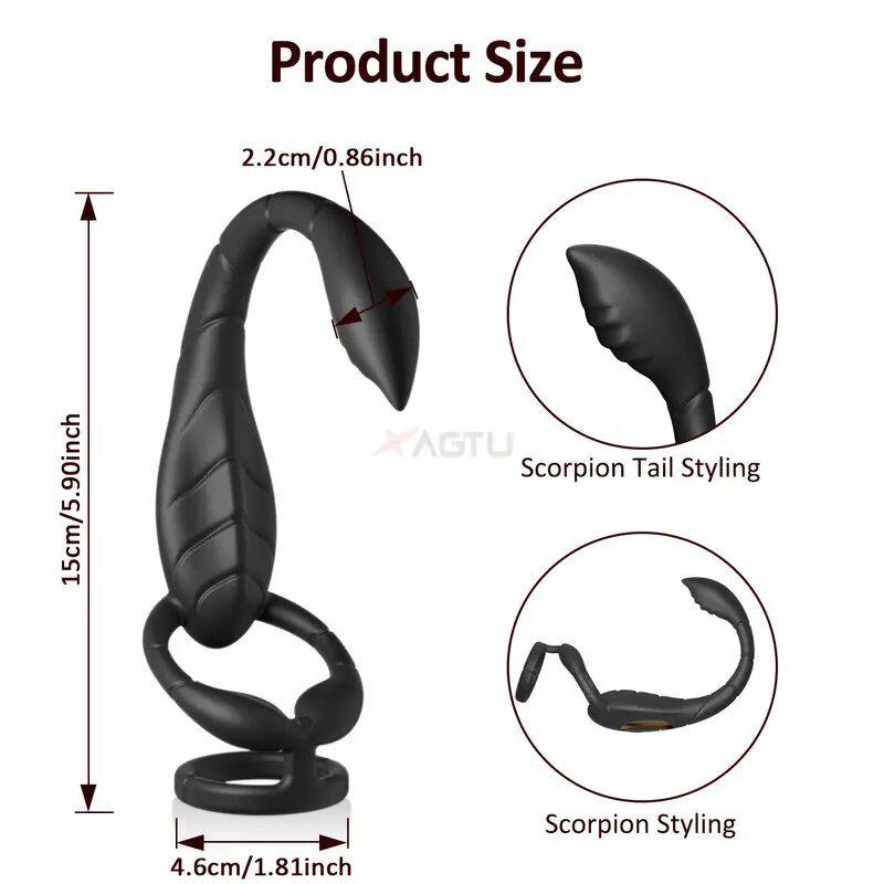 Anello Vibrante per Prostata Scorpione e Massaggiatore Anale Maschile con Doppi Motori, Vibrazione Potente, Ricarica Magnetica USB