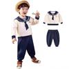 JK Sailor Navy Perfect for Kindergarten Entrance and Comfortable Navy Perfect for Amusement and [giminuo] Boys' Long-Sleeved Uniform, Blue,