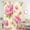 2D FLAT PRINTING 2pcs Curtains (Without Rod) Floral Pink Roses Pattern April Fools is Day Festival Creative Curtains Machine