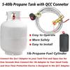 Upgraded 48" Stainless Braided QCC1 Type Inlet Propane Refill Adapter Hose Extension Propane Refill Hose with Gauge ON/Off Control Valve for 1LB