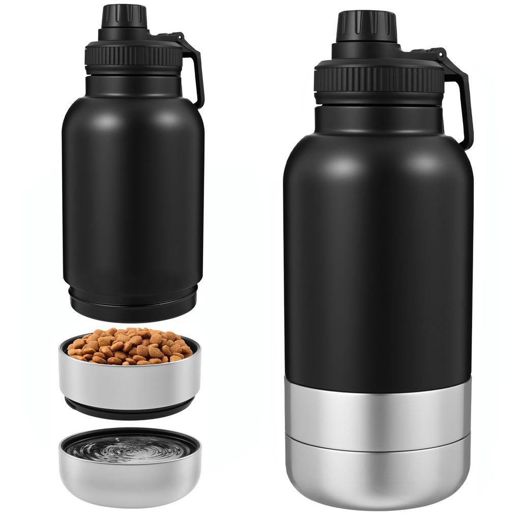 32 oz Capacity Portable Dog Water Bottle 3 in 1 Leak Proof Dog Travel Water Bottle with 2 Detachable Bowls for Walking Hiking