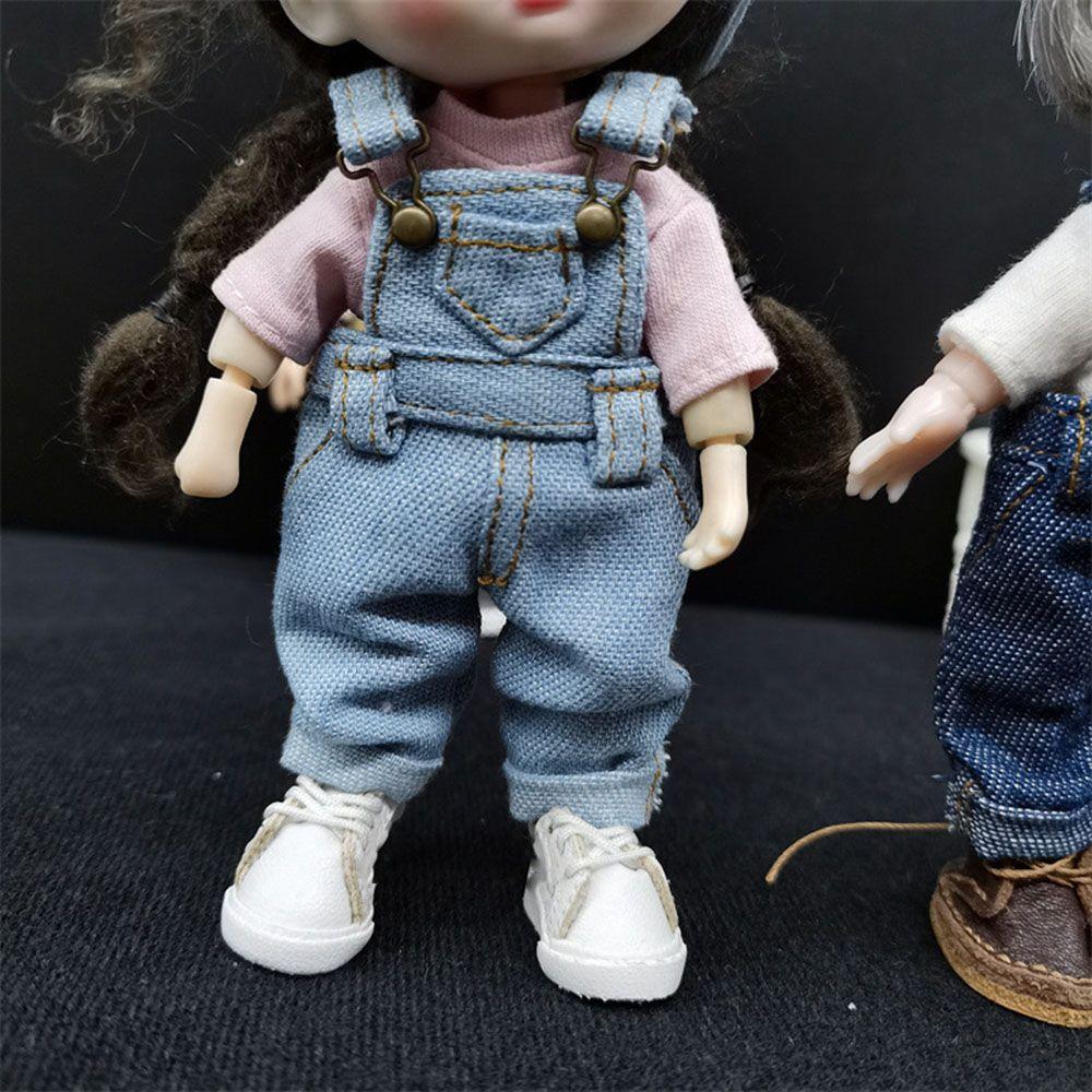 Fashion Gift Toys For 1/12Bjd Doll Clothes Fashion Overalls Denim Pants Obitsu11 Doll Accessories