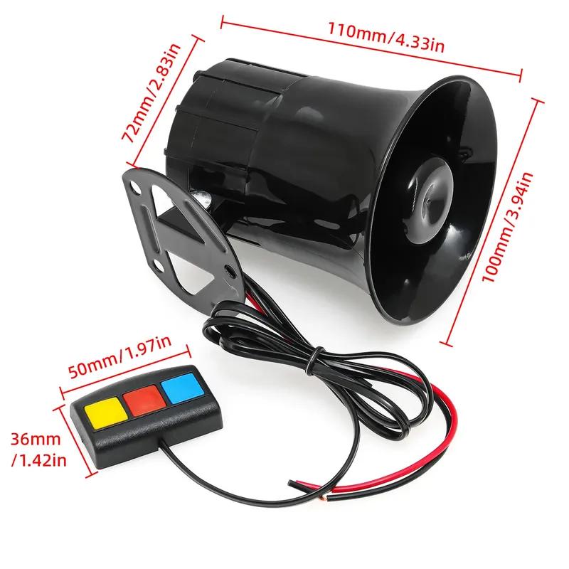Motorcycle 3 Sounds Horn Siren Horn 110dB 12V 3 Tone Sound Loud Speaker Loud Car Horn Motorcycle Warning Alarm