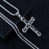 Necklace Silver Chain Steel Cross Skull 363