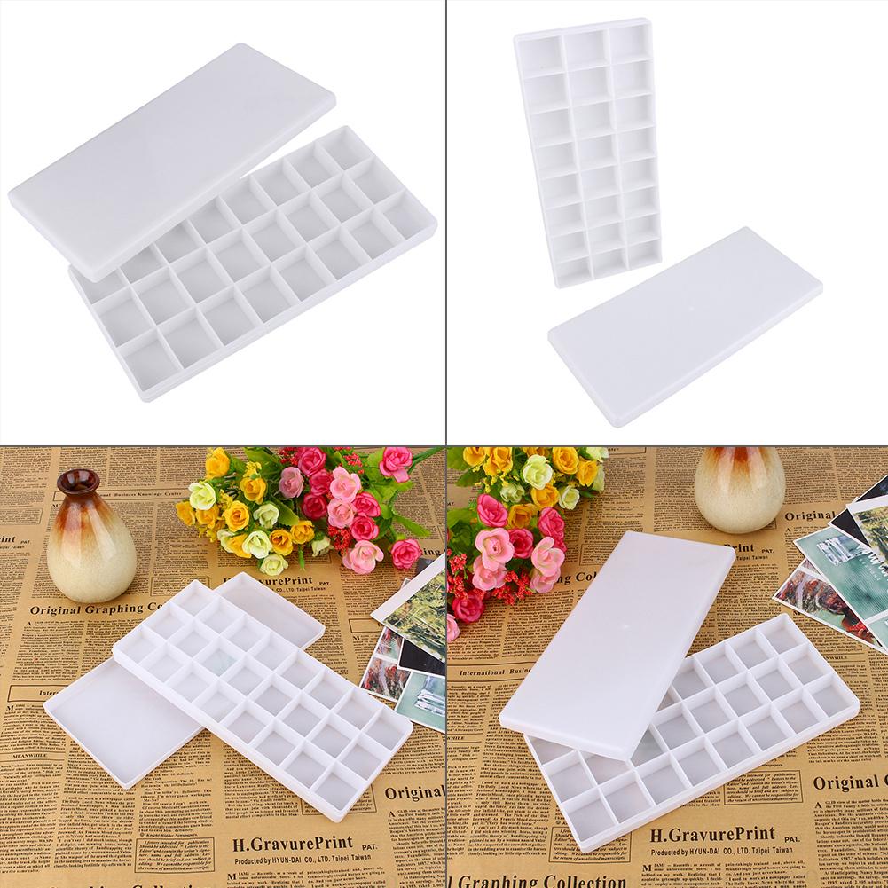 24 Compartments Plastic Paint  , Watercolor Mixing Tray for Students and Artists, Convenient Painting Accessory with 20 Pigment Grids