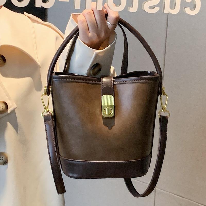 High-end Fashion Handbag Bag Women's New Autumn and Winter Retro Simple Bucket Bag Niche Diagonal Span Shoulder Bag