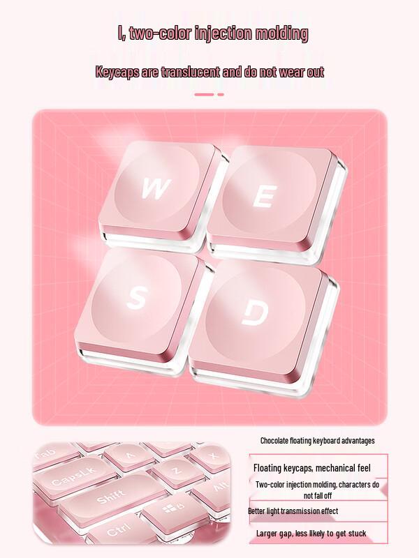 You Lion X7 Pink Wireless Office Keyboard & Mouse Headset Set