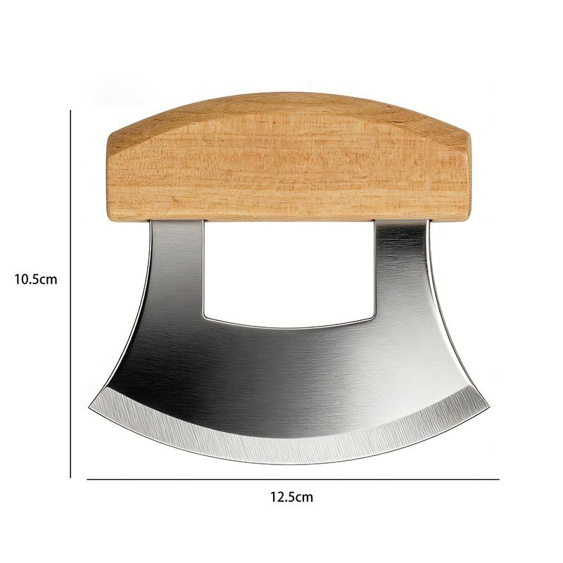 Wooden Handle Pizza Cutter Stainless Steel Pizza Slicing Food Chopper Herb Cheese Knife Cutter Ring for Precise Baking Tools