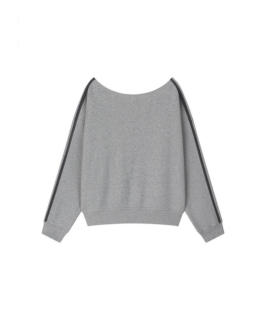 ROUGHTYPE Trackline Off-Shoulder Sweatshirt - Gray