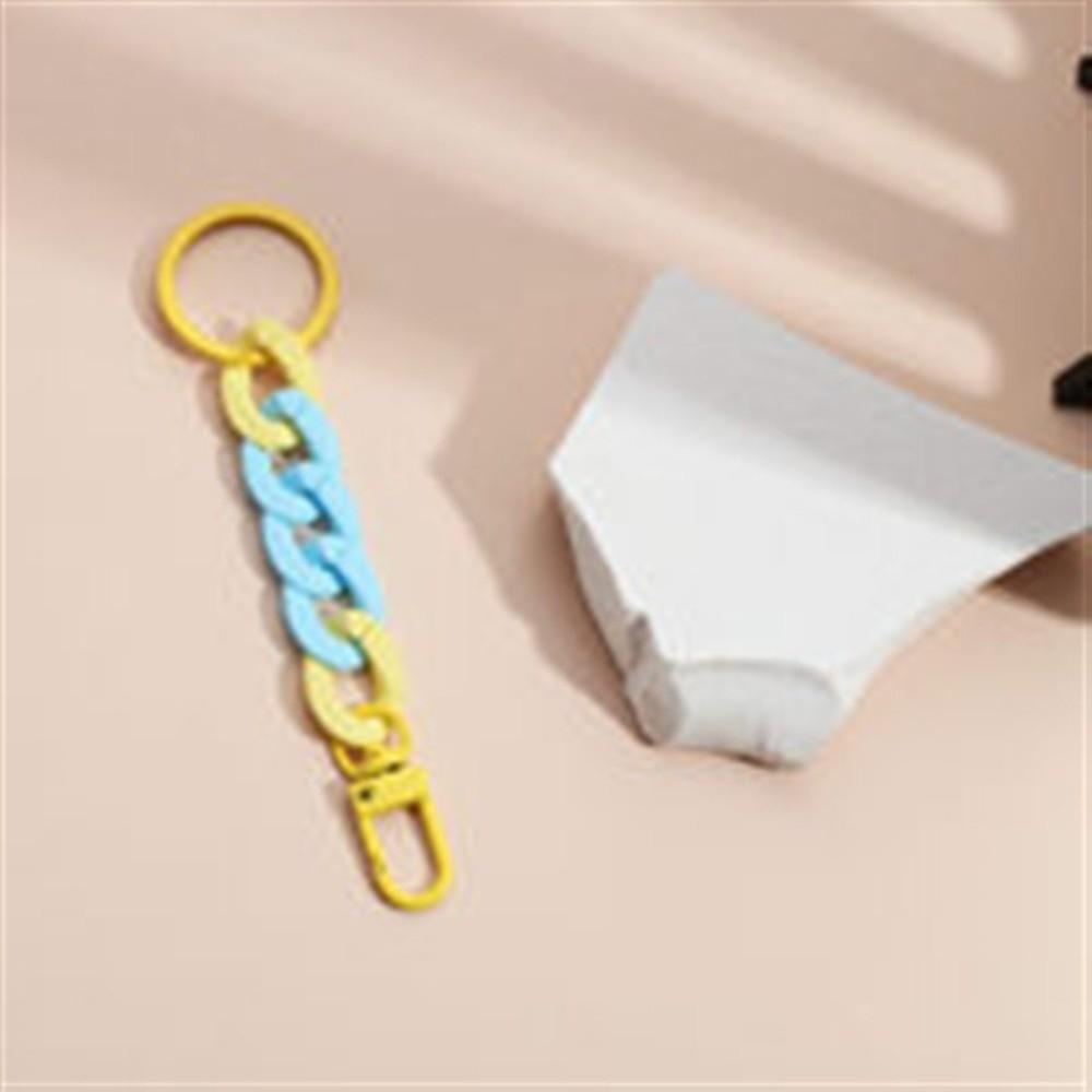 Matte Acrylic Chunky Chain Keychain Macaroon Color Keyring Bag Charm For Women