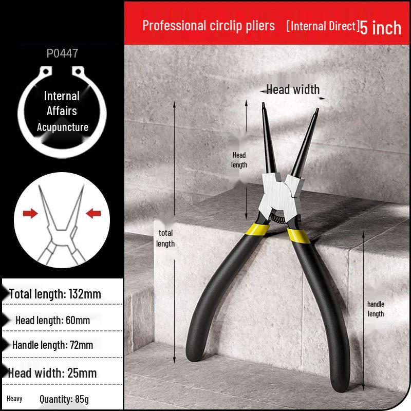 Industrial-Grade Circlip Pliers Set: 5-9 Inch, Inner/Outer, Pointed/Bent Nose for Auto Repair