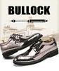 Korean Style Shiny Gold Brogue Derby Shoes - Plus Size, Fashionable Nightclub Leather Lace-Ups
