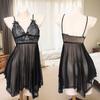 Transparent Bow Deep V Lace Skirt Nightgown Sexy Lingerie Dress Sexy Clothing Lace Skirt  Ladies
