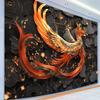 Elegant Phoenix-Themed Polyester Tapestry | Vibrant Red & Golden Design with Abstract Geometric Patterns | Ideal for Liv