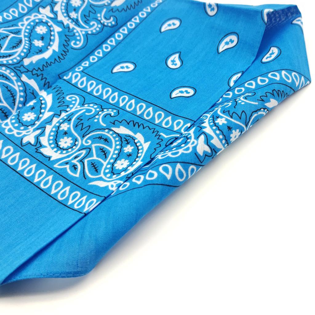 Trifong bandana light blue paisley 100% cotton blue bandana adult stylish cotton handkerchief bandana men's women's unisex 55cm x 55cm blue