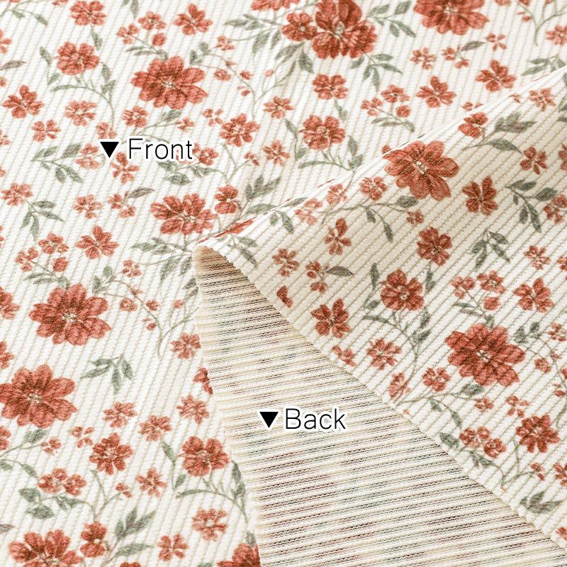 0.5m/1m/2m Fine Pit Strip Soft Corduroy Small Floral Prints Fabric for Sewing Hoodie Dresses Pants Bedding DIY Clothing Fabric