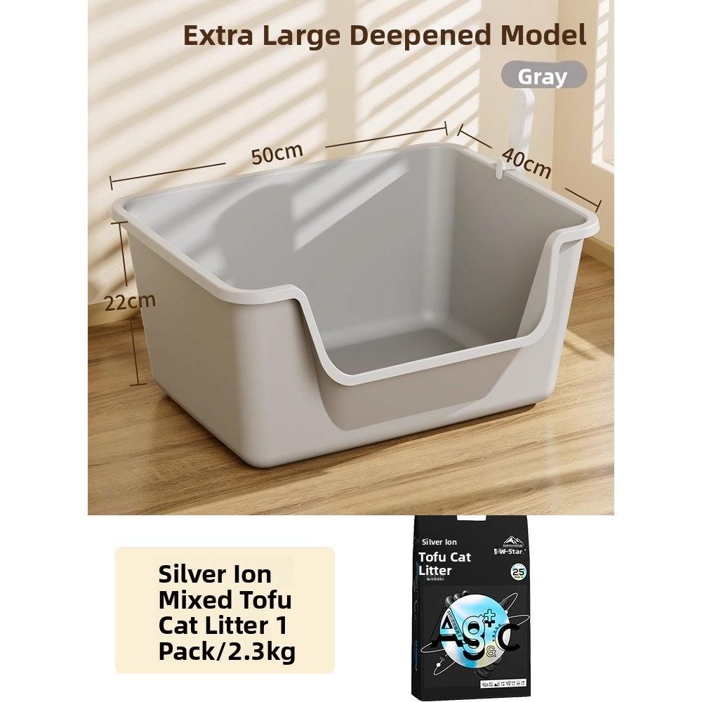 Extra Large Open-Top Litter Box Anti-Spla Giant Size Toilet for S Pet Supplies Sand Pan Special Large Size