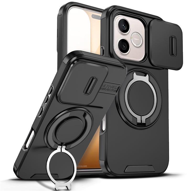Fodral För Honor 600 Lite 5G Fodral Pansar Magnetisk Ringhållare Fodral Bilcasa För Honor600 Lite 600Lite Skydd med Glidande Linskydd