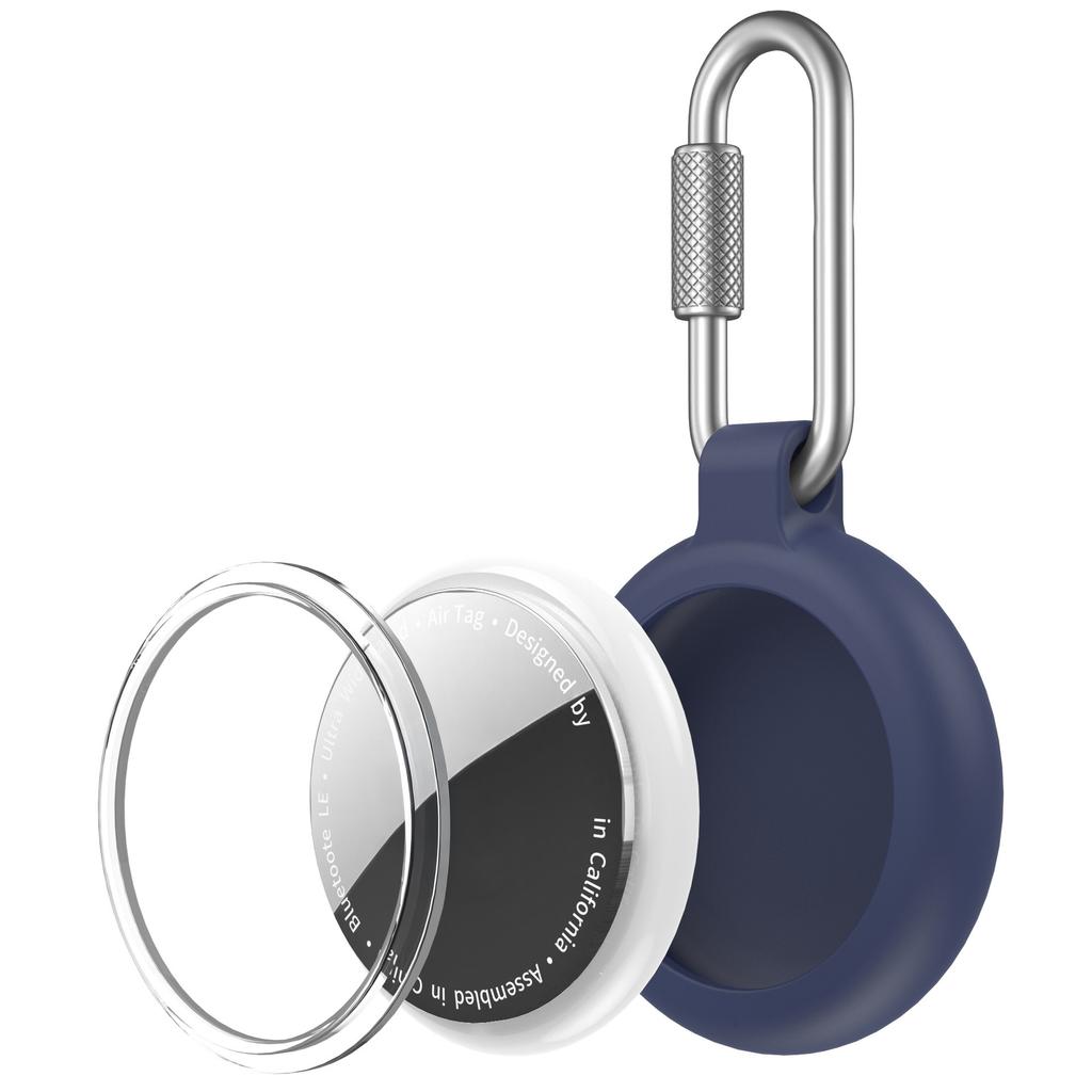 CT32 For Apple AirTag Waterproof TPU Case Carbon Fiber Texture Protective Cover with Stainless Steel Buckle