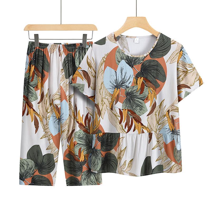 Yalu Women's Summer Short-Sleeve Capris Pajama Set