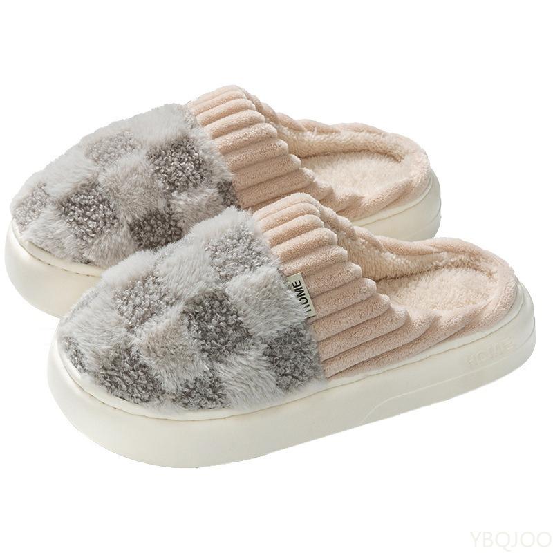 Fashion Cotton Slippers for Women In Winter Suitable for Indoor Use Anti Slip Thick Soled Cute Simple Comfortable Soft  Warm