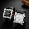 Square Analog Waterproof Simple and Stylish Rectangular Watch with Antique Leather Strap A Great Gift for or Christmas Men's Watch - Father's Day,