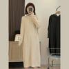 Long base knitted dress women's autumn and winter new with coat inside loose lazy hooded sweater skirt