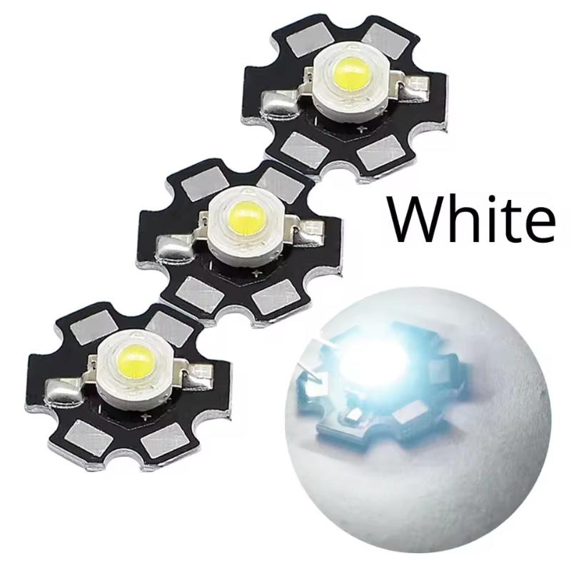 10X 20mm 3V 3W High Power Chip Light Bead White Red Blue Green Led Beads Emitter LED Bulb Diodes Lamp With Star Min Heatsink