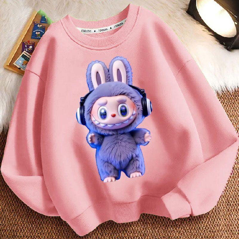 29/5000 Children's LBB Cartoon Hoodie, Long-sleeved Loose Round-neck Hoodie for Boys and Girls Spring and Autumn