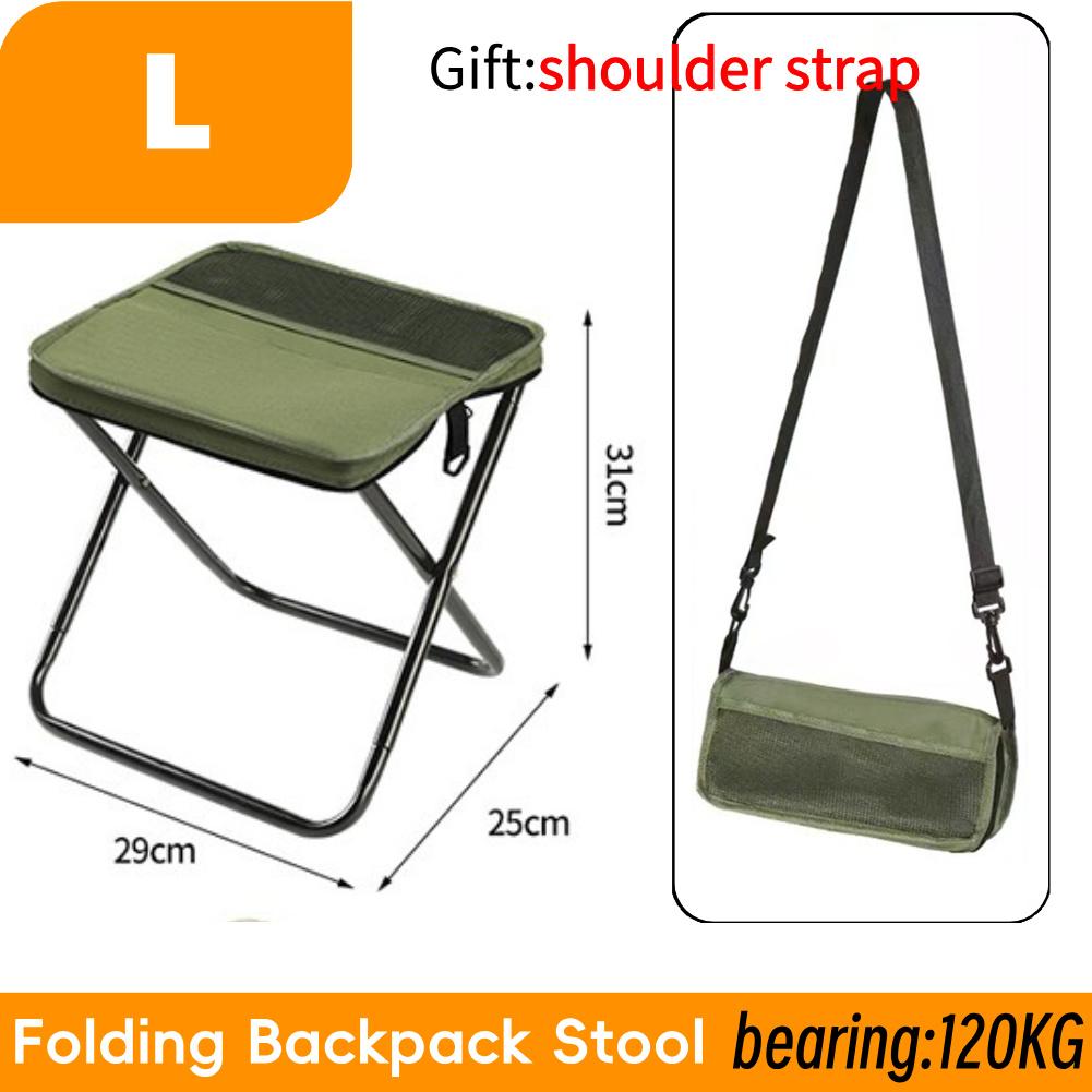 Chaise Pliante Portable Chaise Intégrée de Rangement Extérieure Tabouret Pliant avec Sac de Rangement et Sangle Réglable pour Camping Pique-nique