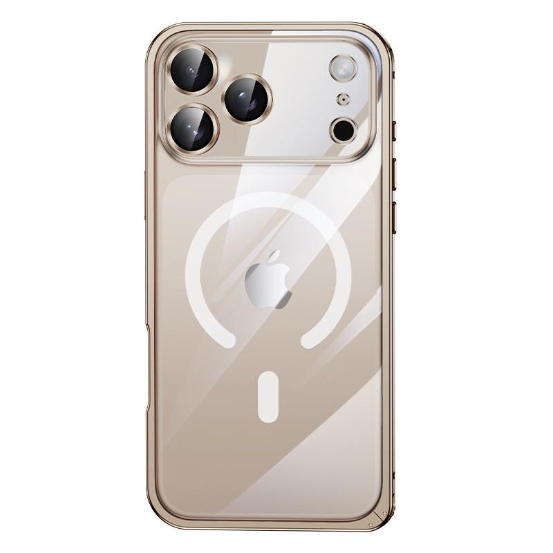 Magnetic Snap Case IPhone 16 Pro Max With Metal Frame Transparent Lens Cover Shockproof Anti-Fingerprint