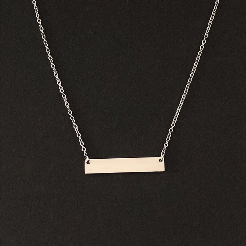 Engraving Personalized Square Bar Custom Necklace Stainless Steel Pendant Necklace Gold 3 Colors Women/Men Custom Gift