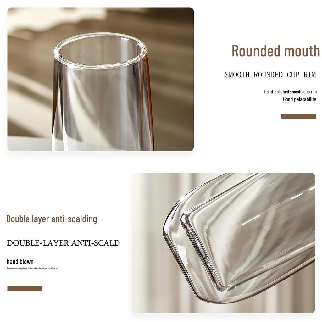 Insulated Double-Layer Glass Tea Cup Set: High-Temperature Resistant, Anti-Scald, Large Capacity for Home & Guest Use