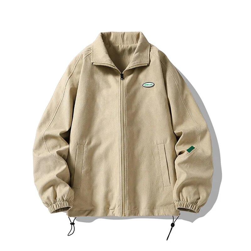 

Осенняя куртка-бомбер большого размера, мужская винтажная мешковатая куртка, модная корейская уличная одежда на молнии, верхняя одежда, топы, мужские большие размеры 3Xl 2XL 75-85KG хаки