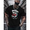European Size Team Shark New Summer Outdoor Men's Short-sleeved T-shirt Summer Fashion Trend Top Printed Men's Bottoming Shirt