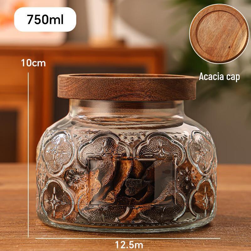 Glass Food Storage Jar with Acacia Wood Lid